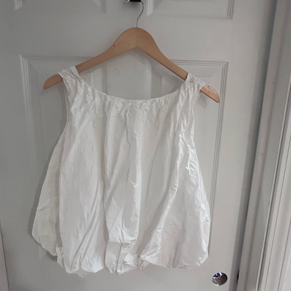 A New Day White Cotton Cropped Balloon Hem Tank Top (XXL) - Picture 4 of 6